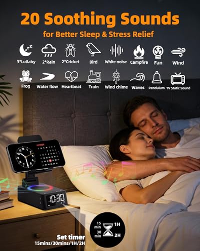 Gifts for Men Women, Bluetooth Speaker with Phone Stand White Noise Machine - Image 3