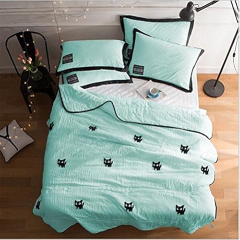 PinkMemory 3pc Quilt Sets with Pillow Shams Lightwight Microfiber Bedspread/Coverlet Blanket Quilt Set for Teens Girls,Twin/Full, Skin-Friendly Summer Comforter-Full,Mint Cover