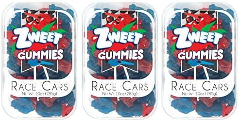 Zweet Racecar Gummy Candy 10 Ounce – Gummy Kosher Candy, Halal Candy – Resealable Pack of Gummy Racecar Candy (Pack of 3)