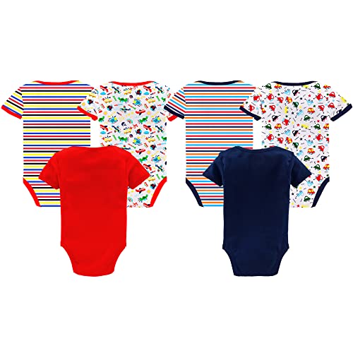 Image of Kidbee Newborn Baby Half Sleeve Cotton Sleepsuits /Half Romper /Bodysuit /Onesies (Set of 6)