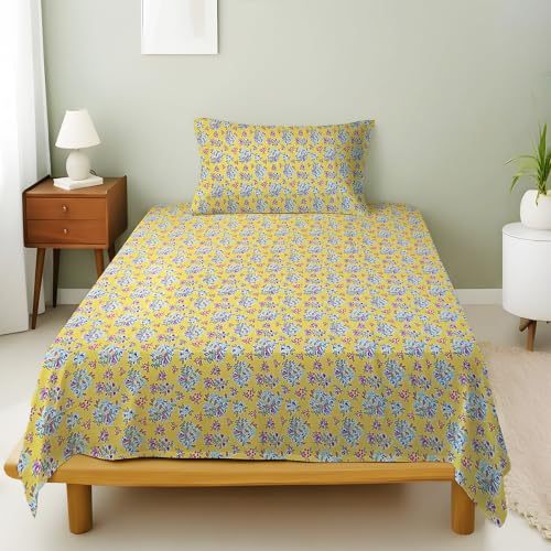 Image of Weave & Decor Cotton Bedsheet for Single Bed 90x60 Inches Soft and Breathable, Includes 1 Pillow Cover 20x30 Inches