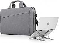 Kit Capa para Notebook + Suporte Ergonômico em Alumínio | 7 Níveis Ajustáveis | Proteção Resistente à Água | Ideal para Home Office, Trabalho e Estudos | Marca Midas® (CINZA)
