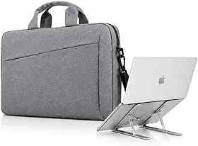 Kit Capa para Notebook + Suporte Ergonômico em Alumínio | 7 Níveis Ajustáveis | Proteção Resistente à Água | Ideal para Home Office, Trabalho e Estudos | Marca Midas® (CINZA)