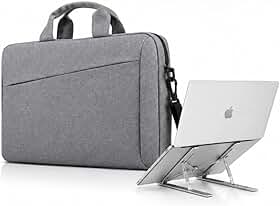 Kit Capa para Notebook + Suporte Ergonômico em Alumínio | 7 Níveis Ajustáveis | Proteção Resistente à Água | Ideal para Home Office, Trabalho e Estudos | Marca Midas® (CINZA)