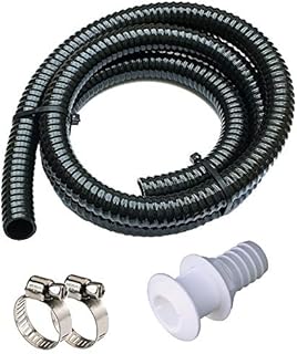 Maxzone Bilge Pump Installation Kit Bilge Pump Hose 1-1/8-Inch Dia Plumbing Kit | 6 FT Premium Quality Kink-free Flexible PVC Hose | Includes 2 Hose Clamps and Thru-Hull Fitting