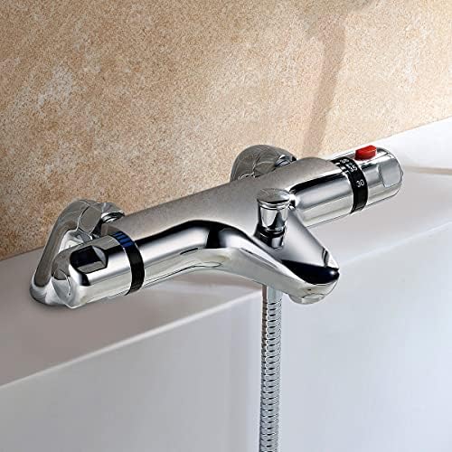 Solepearl Chrome Thermostatic Bath Shower Mixer, Modern Thermostatic