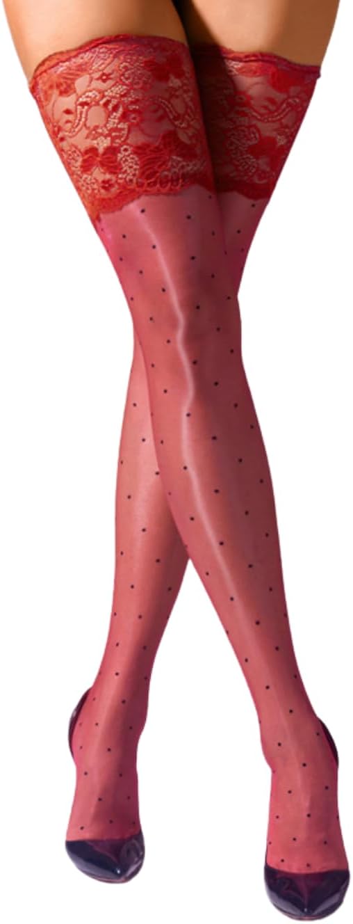 EHSUYAB Women Shiny Lace Top Thigh High Stockings, Silicone Strip Sheer Tights, Fit 0-6 Sexy Pantyhose Club Date Night Outfit