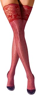 EHSUYAB Women Shiny Lace Top Thigh High Stockings, Silicone Strip Sheer Tights, Fit 0-6 Sexy Pantyhose Club Date Night Outfit