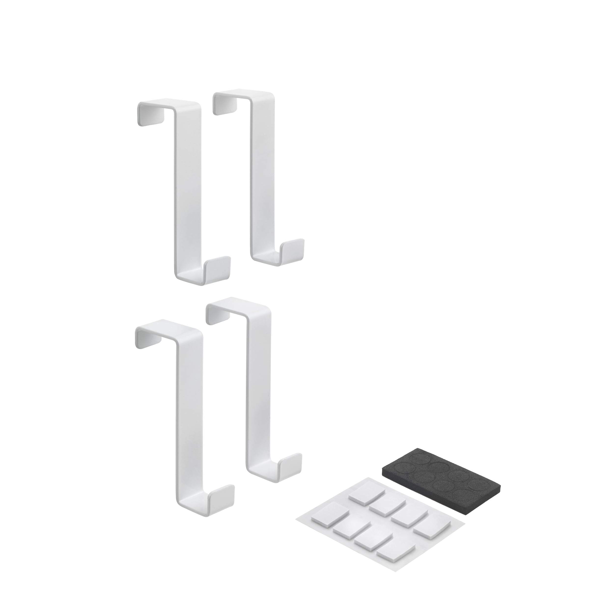 Metaltex Türhaken 4er-Set – Türhaken aus Epoxidstahl, ohne Bohren, für Türen 1,6/2,2 cm, weiß oder schwarz