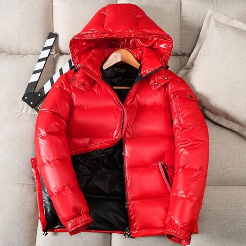 Chaqueta acolchada brillante para hombre con capucha abrigo de invierno impermeable 5