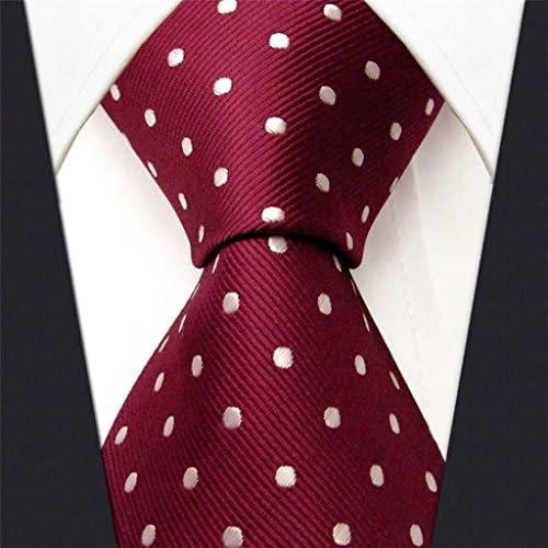 Intrepid Handmade Polka Dot Multi-Color Executive Men's Tie, Red and White Polka Dot 100% Silk Jacquard Woven Necktie Tie