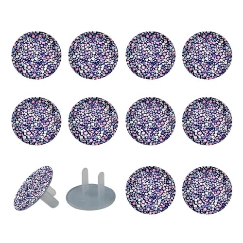 24 Packs Baby Child Proofing Outlet Covers Colorful Ditsy Flower Seamless Safety Socket Caps for Electrical Power Wall Plates
