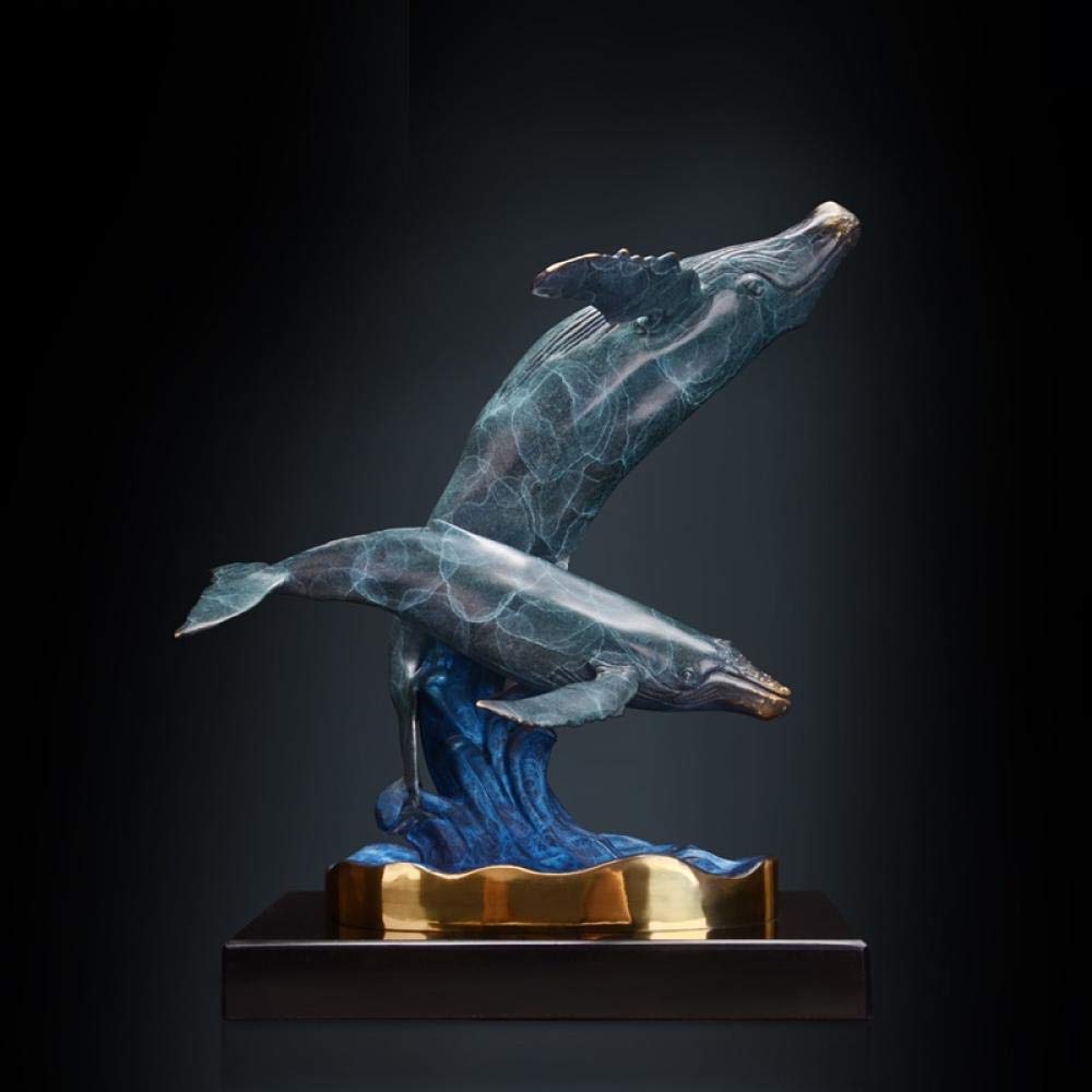 Sculpture De Baleine En Métal Doré - Laiton - Décoration De Bureau