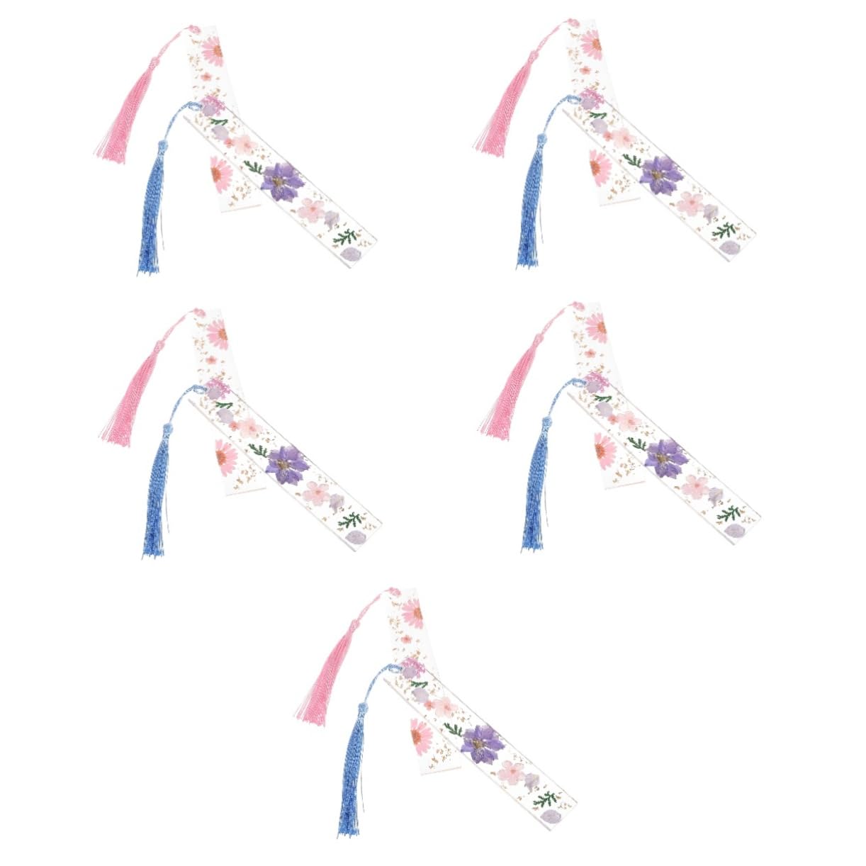 Homoyoyo 5 Sätze Getrocknetes Blumen-lesezeichen Handgefertigt Lesezeichen Quasten Buchmarken Für Buchliebhaber Für Bücher Legierungs -harz - 2 Stücke * 5