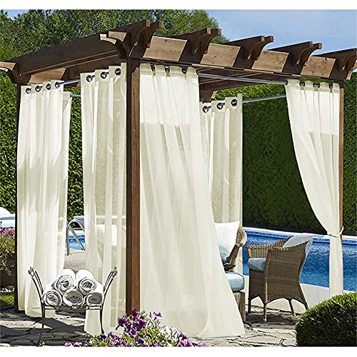 Rideau Transparent Extérieur Imperméable Patio Drapé Voile Confidentialitéàœillets Antirouille à L'intérieur Et à L'extérieur Pour Balcon Pergola...