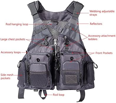 Bassdash Vissersvest met riem, verstelbaar voor dames en heren, visvest voor vliegbaars en buitenactiviteiten, FV04-Bruin Groen, One size