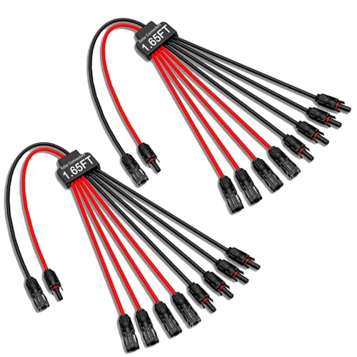 Mc4 Connectors Review 4 JXMXRPV 2 Pack Solar Connectors for 4 Solar Panels,Tool-Free Solar Panels Connectors,Waterproof Solar Panel Splitter, 2 to 8 Y Branch Parallel Adapter for Solar Cable Extension
