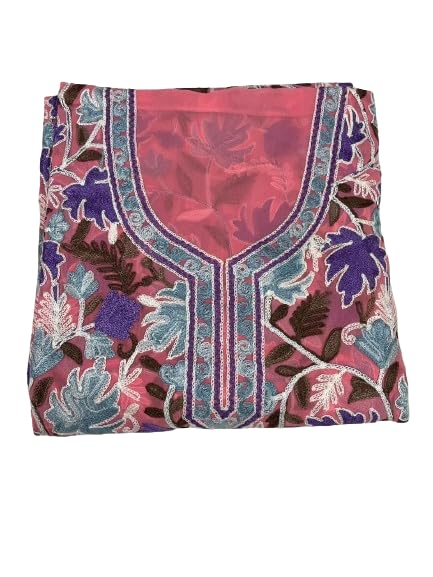 SHREECHALES Women Georgette Multicolor Semi-Stitched Kashmiri Kadai Kurti, Kashmiri Kurti for Women (Pack of 1)