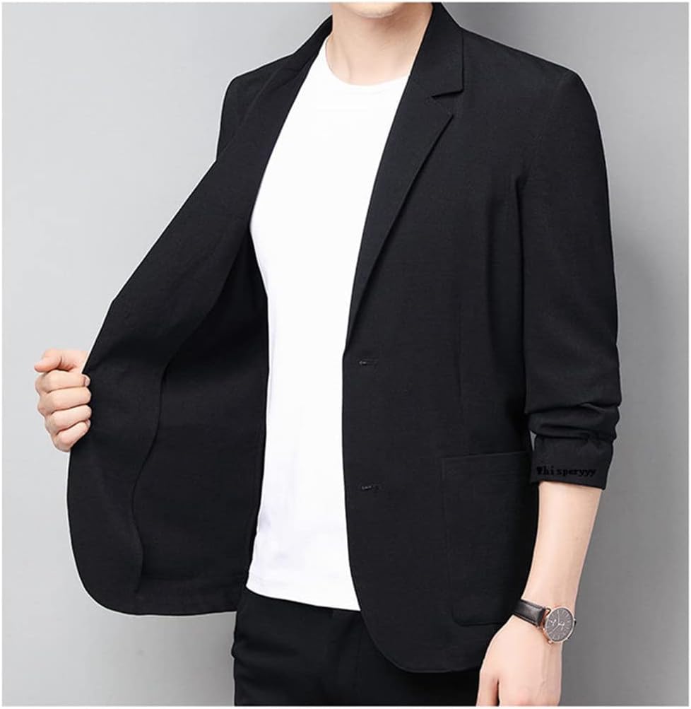 Men's Cotton Linen Suit Jacket Spring Loose Casual Gray Blazers Male Long Sleeve Business Black Coat