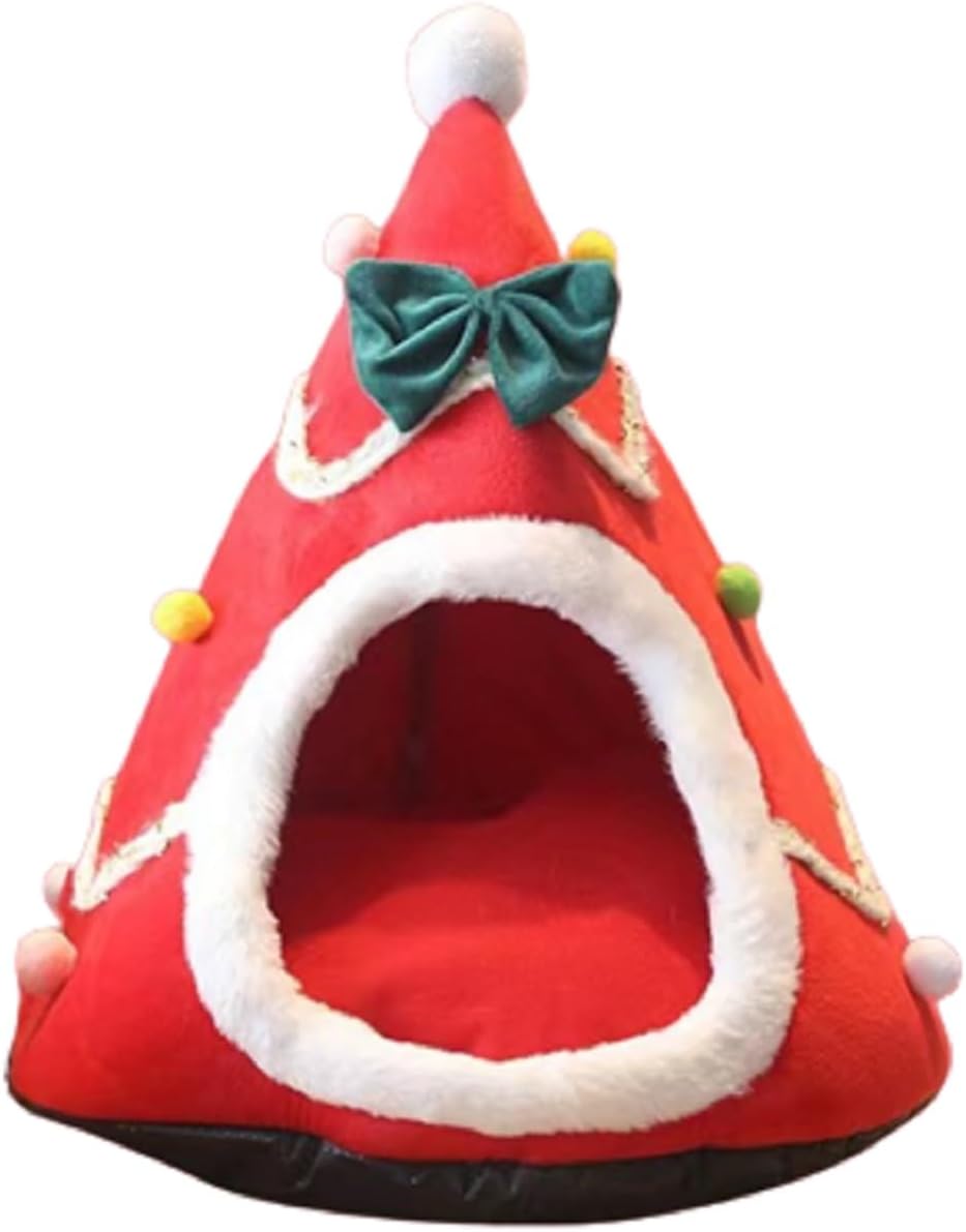 Christmas Kitten Litter Pet Litter Winter Warm Removable Washable (Green S)