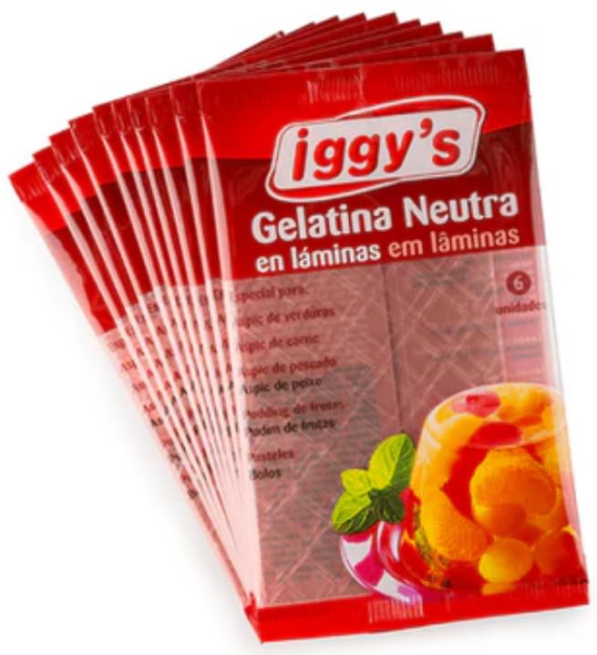 Gelatina neutra - 60 Laminas (10 paquetes de 6) - iggy´s