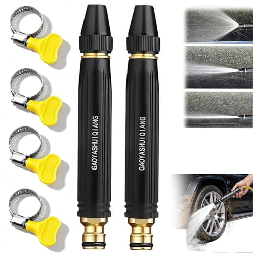 Pistola De Agua De Alta Presión para Lavado De Autos con Boquilla De Refuerzo Y Manguera,Pistola de Agua de Alta presión para Lavado de Autos, Boquilla de Agua de Alta presion, Limpieza de Patio(2PCS）
