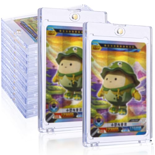 LEAZZLE 12 Piezas 35PT Magnetic Trading Card Holder, Transparentes Fundas para Cartas Magnéticas, Funda Cartas con Protección UV, Cartas Coleccionables para Cartas Foto, Magic, MTG, Deportes, Futbol