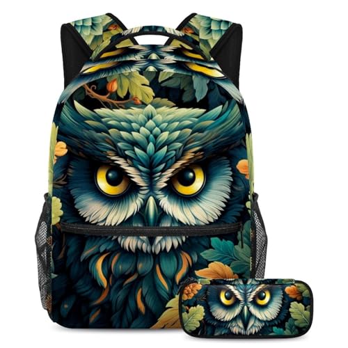 Sac à dos Animal Art Owl 105 avec trousse pour le quotidien des étudiants