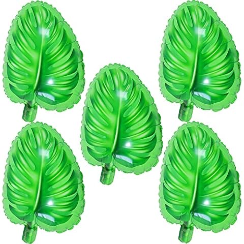 HORUIUS Leaf Balloons Hawaii Turtle Green Leaf Shaped Foil Mylar Balloons for Summer Beach Baby Shower Leaf Themed Party Birthday Decoration Supplies 18 Inchs 5PCS Cover