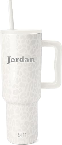 Miniatura 10 de Botella de agua aislada de acero inoxidable de 40 onzas con asa, tapa con popote, grabado con láser personalizado, colección Trek, abedul de almendra