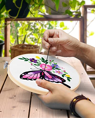 image for TINDTOP 3 Pieces Embroidery Hoops, 10 inch Bamboo Frame Circle Cross S