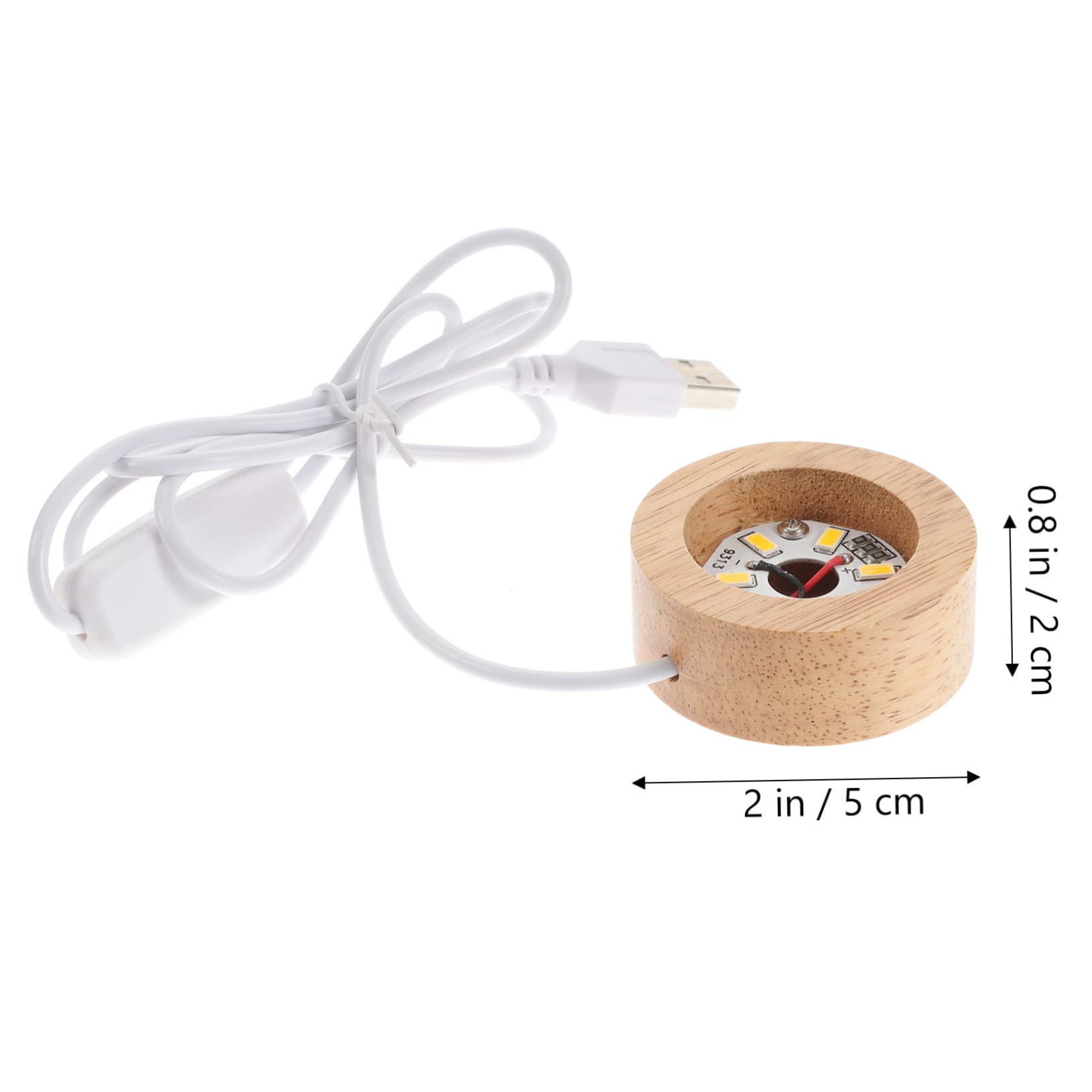 STOBAZA LED Light Base for Crystal Balls Display Stand for Art Crafts USB Powered Premium Wood Construction Warm Glow for Home Decor Wide Thick