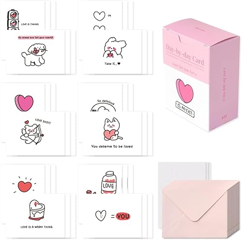 Monolike Tarjeta del día a día Love for you Ver2  Mezcla 36 mini postales 36 sobres paquete de 36 calcomanías