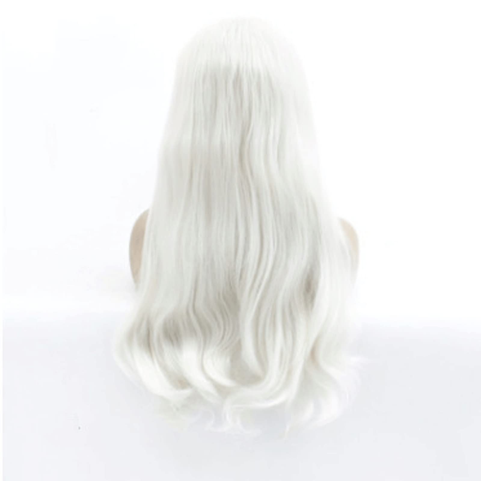 DieffematicJF Peruka White Large Roll Front Lace Wig Synthetic Fiber Head Cover