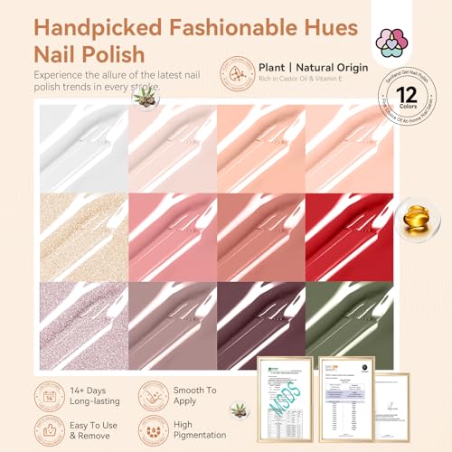 Saviland Nail Polish Sets for Fingernail: 12x10ML Quick Dry Nail Polish Classic Trendy Colors Nail Polish Regular Nail Varnish Set with Base Top Polish Coat Nail Polish Kit for Women Nail Lacquer Gift - Image 3