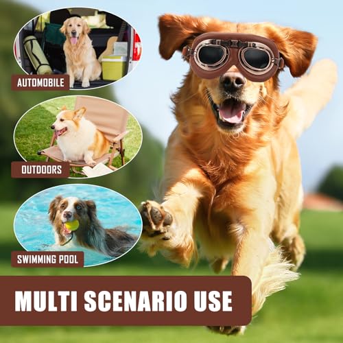 Bohrma 1Pcs Retro Hundebrille, Winddicht Hunde Brille, Sonnenbrille Brille Hund UV-Schutz, Haustier-Sonnenbrille mit verstellbaren Riemen, Hundesonnenbrille für Mittel Große Hunde, leicht anzubringen