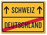 Schilderkönig Metallschild 28x20cm - Schweiz Deutschland - Schild für Auswanderer wetterfestes Ortsschild Ortstafel Abschiedsgeschenk