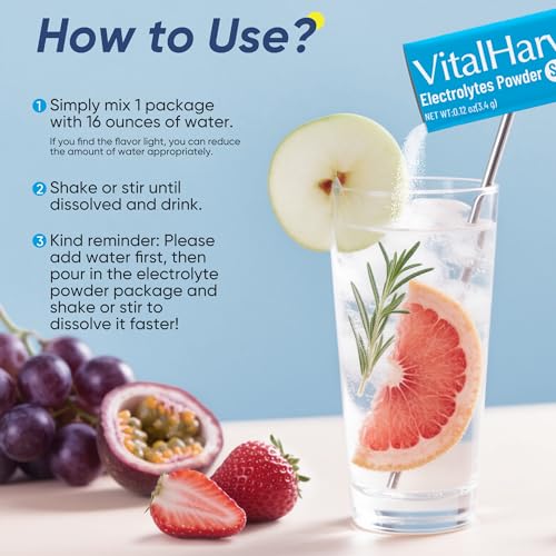 Image of 24 Sticks Electrolytes Powder Packets No Sugar Hydration Packets Electrolyte Liquid Daily IV Drink Mix with Strawberry Raspberry, Passion Fruit, Kiwi Green Apple, Cherry Pomegranate, Grape, Grapefruit