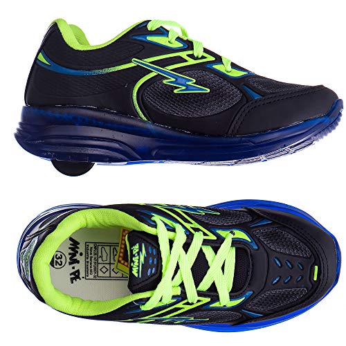 Tênis Infantil Masculino De Rodinha Luzes de Led - MP1361 - As108 Cor:Preto-Royal;Tamanho:36