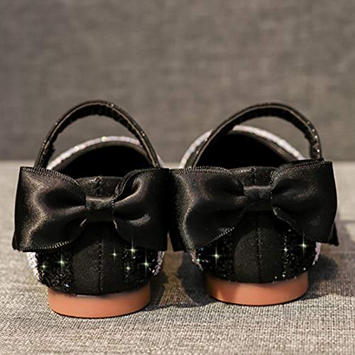 OMEARK Girls Sparkly Party Shoes, Round Head Glitter Princess Flat Dress Shoes, Children's Stylish Soft-Soled Dress Up Shoes with Heel Bowknot, Breathable Waterproof Plus Size Sandals4