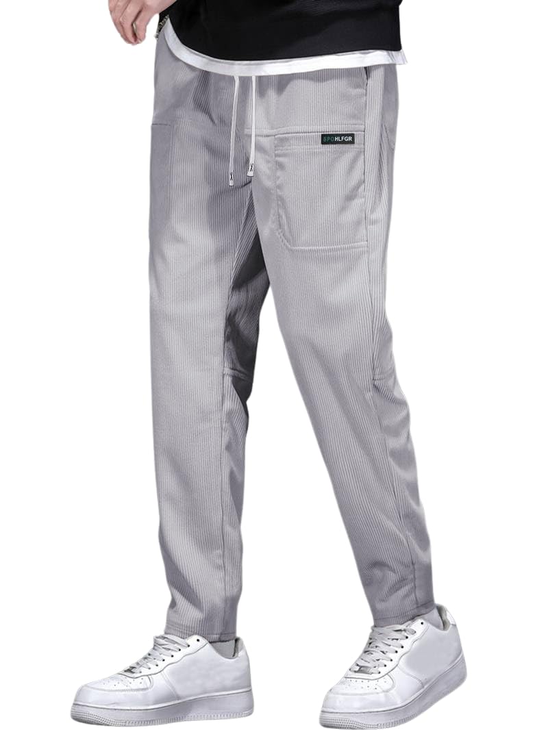 Tokyo Talkies Men's Solid Corduroy Track Pant with Pockets | Mens Joggers Track Pants | Track Pants for Man (2041) in neutral