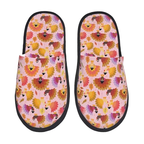 Happy Thanksgiving Turkey Print Women Slippers Home Furry Shoes Keep Men Couples Shoes Warm For Women-