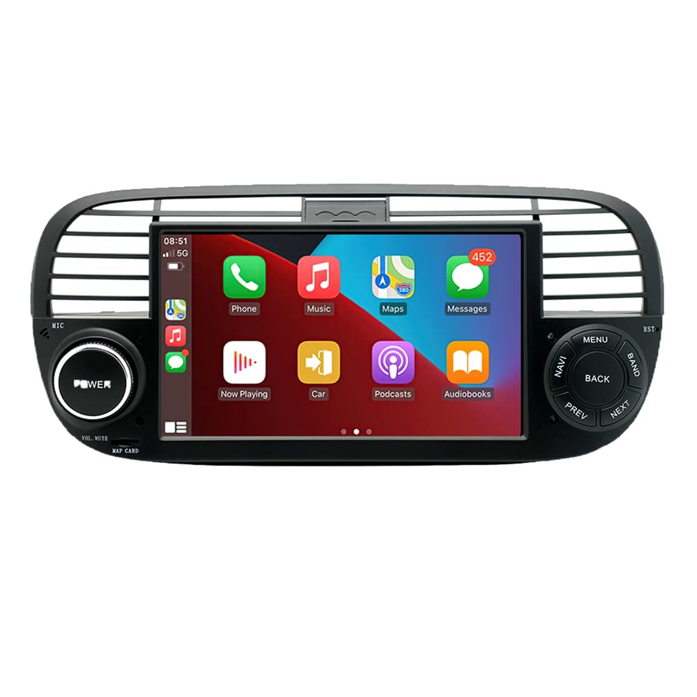 BOOMBOOSTWireless CarPlayer Android Auto Car Stereo Android 7 Inch 2 Din Touch Screen Car Radio Support Bluetooth/FM/WiFi/GPS/Mirror Link Compatible with Fiat 500 (Black)