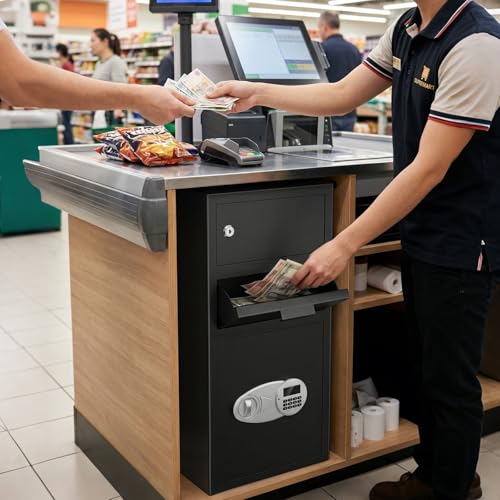 Caja fuerte con ranura de caída rápida y teclado digital antirrobo 4