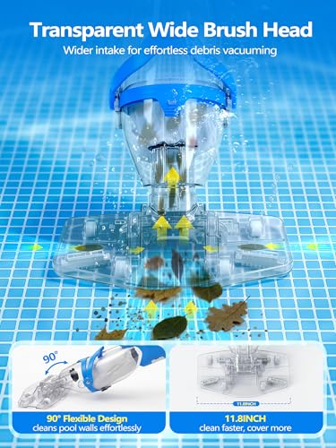Image of LanOcean 2026 Newly Cordless Pool Vacuum for Inground Pool, Flow Adjustable, Transparent Brush Head-Visible Cleaning, 19 GPM Powerful Suction Handheld Pool Vacuum for Above Ground Pool, 70Mins Runtime