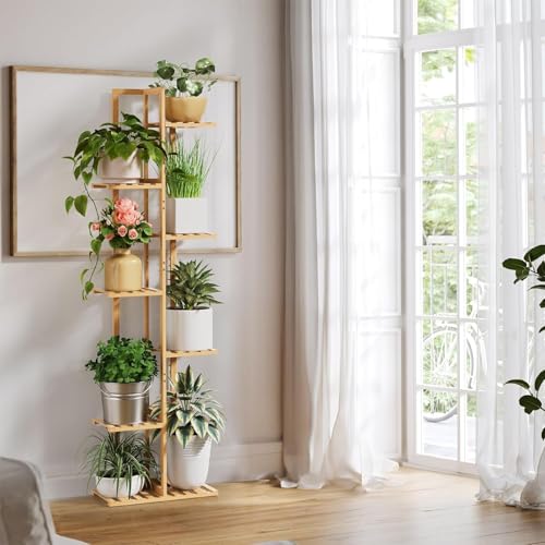 Soporte para plantas de interior de bambú con 5 niveles para esquinas 5