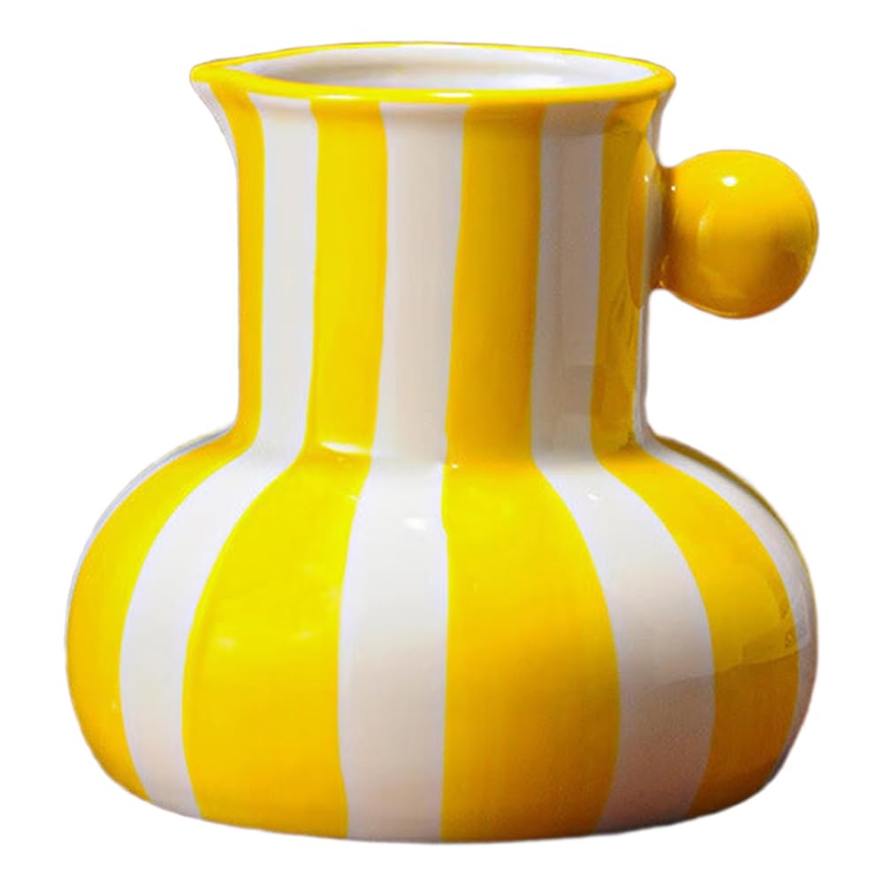 CTRLZS Floral Vase Colorful Ceramic Vase Plant Pot Table Ornament Flower Arrangement Room Aesthetic Decor Yellow