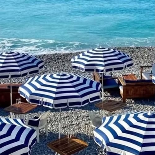 Parasol de plage haut de gamme à rayures avec structure robuste à 8 baleines - 3