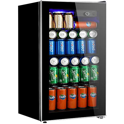 Beverage Refrigerator and Cooler - 3.2 Cu. Ft. Drink Fridge with Glass Door