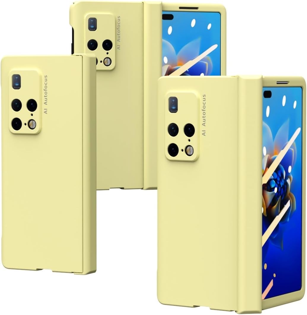 Compatible with Huawei Mate X2 Case with Screen Protector & Hinge Coverage Protection,Full Body Hard PC Shockproof Protective Phone Case Compatible with Huawei Mate X2 (Yellow)